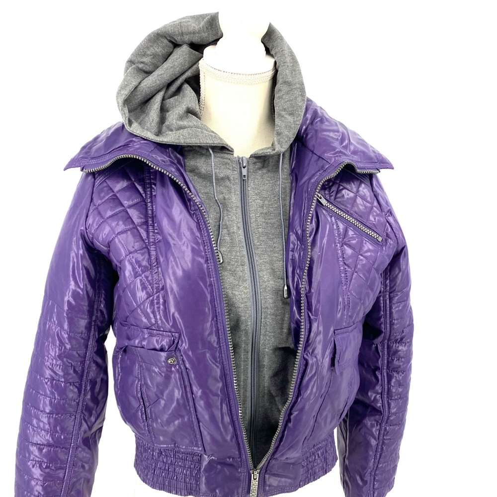 Grane Purple hooded long sleeve puffer coat - Picture 6 of 9